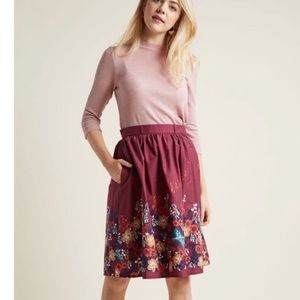 MODCLOTH Floral Sparrow A-Line Skirt
